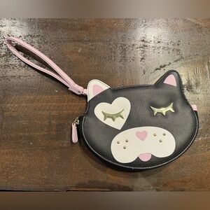 Betsey Johnson black cat wristlet wallet coin purse Luv Betsey
